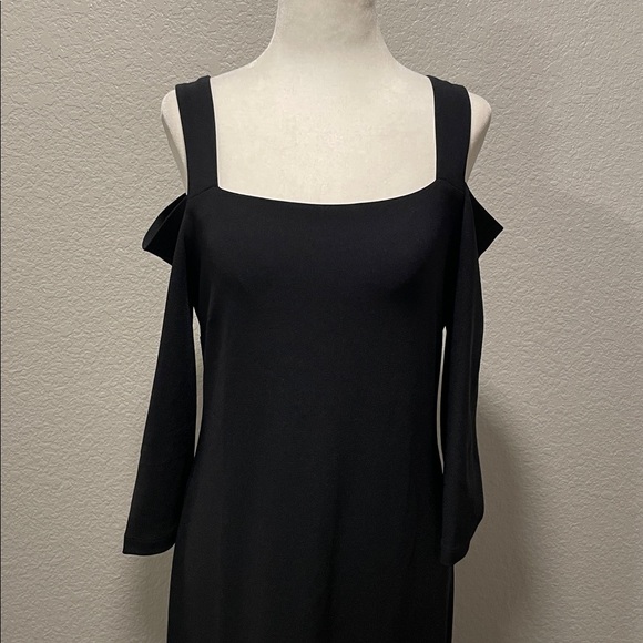 Boston Proper Black Gown, floor length dress 
Over shoulder straps 3/4 Sleeves - Picture 1 of 8
